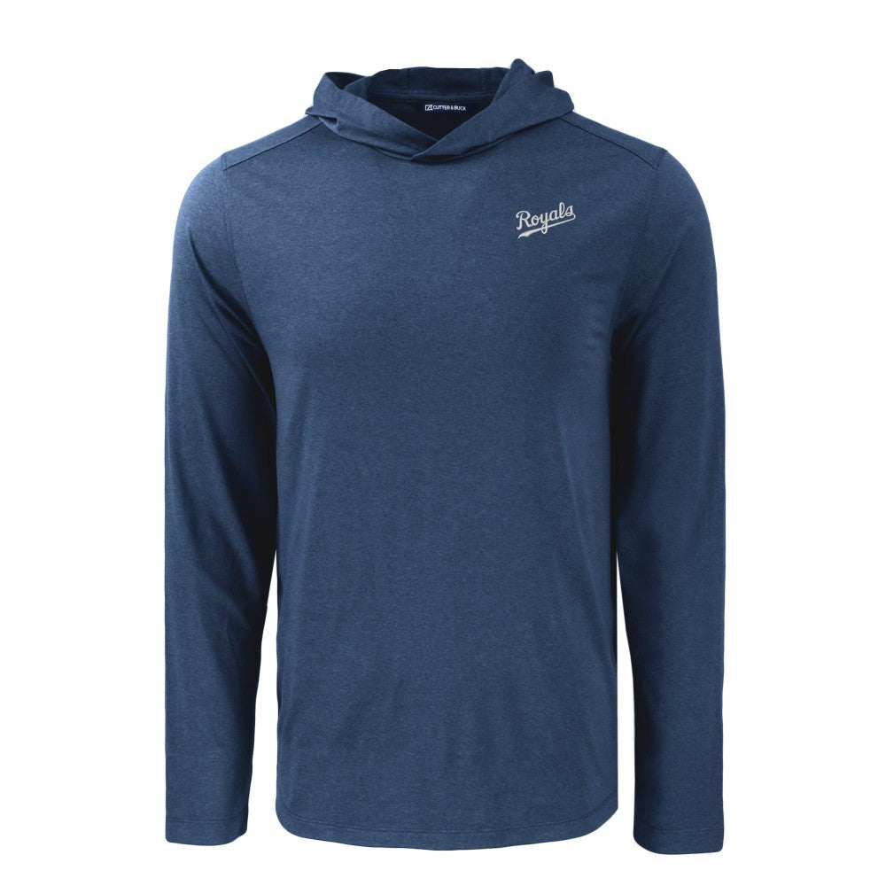 Kansas City Royals Cutter & Buck Coastline Epic Comfort Recycled Eco Hoodie Long Sleeve T-Shirt Navy