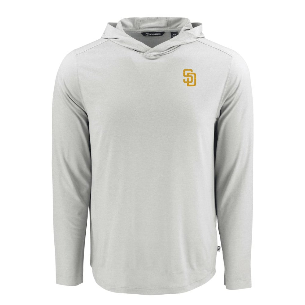 San Diego Padres Cutter & Buck Coastline Epic Comfort Recycled Eco Hoodie Long Sleeve T-Shirt Gray