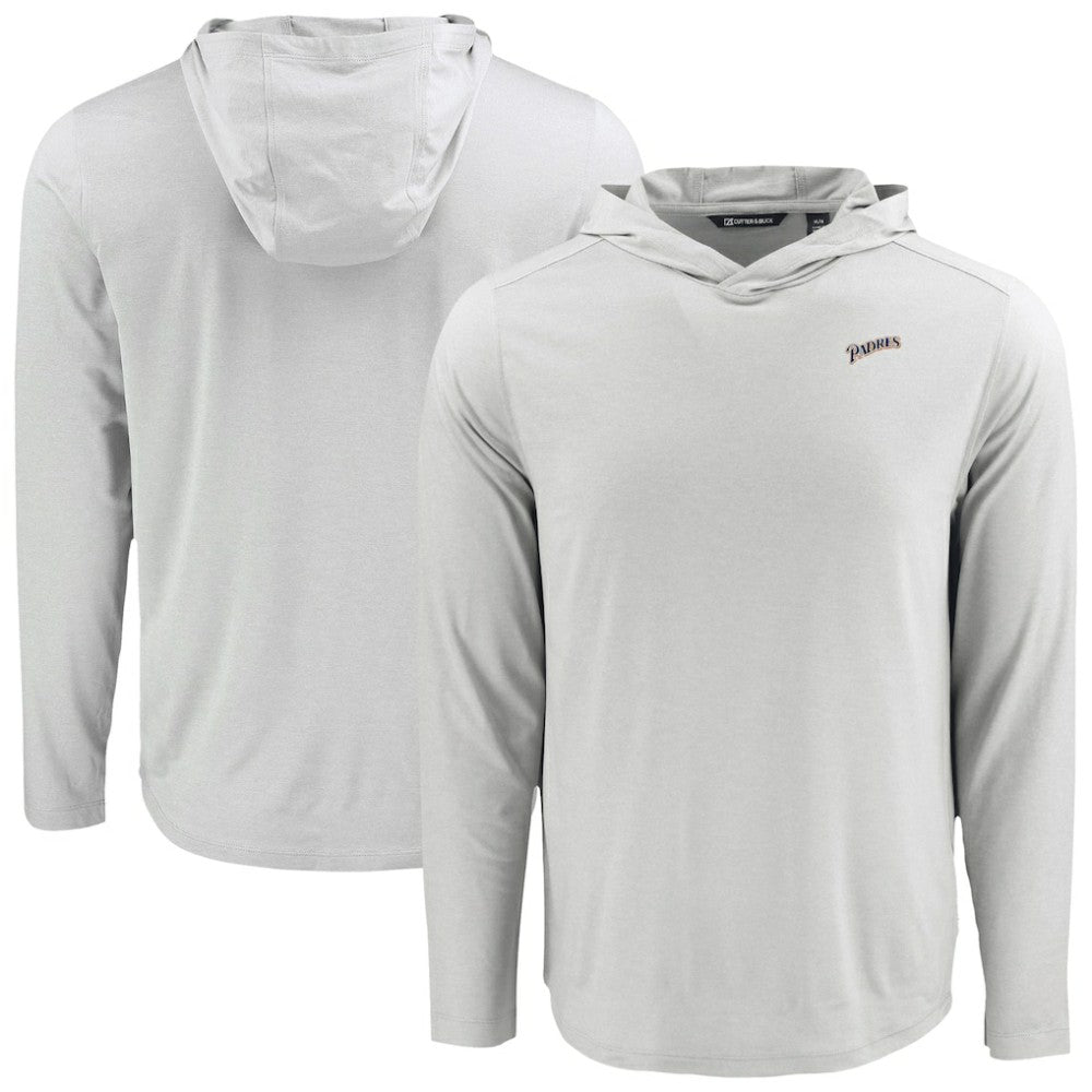 San Diego Padres Cutter & Buck Coastline Epic Comfort Recycled Eco Hoodie Long Sleeve T-Shirt Gray