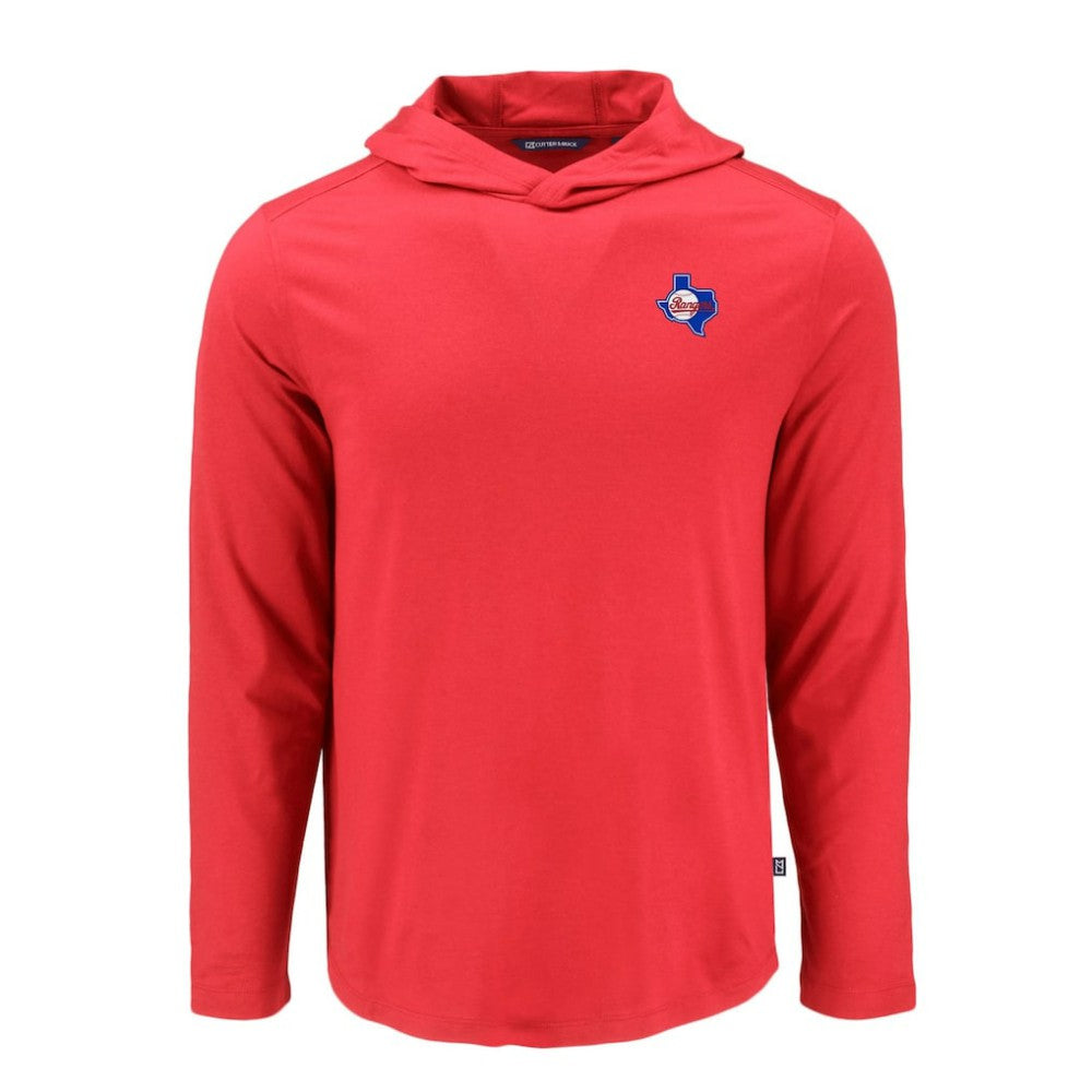 Texas Rangers Cutter & Buck Coastline Epic Comfort Recycled Eco Hoodie Long Sleeve T-Shirt Red