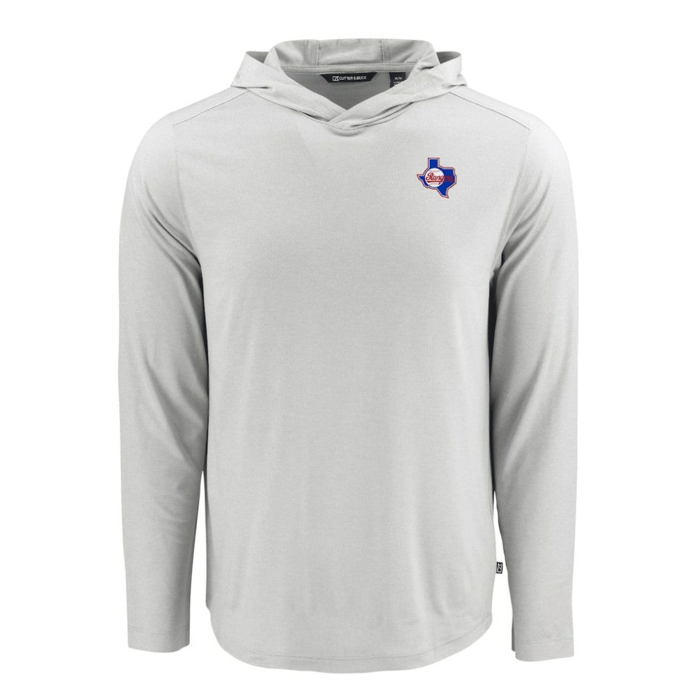 Texas Rangers Cutter & Buck Coastline Epic Comfort Recycled Eco Hoodie Long Sleeve T-Shirt Gray