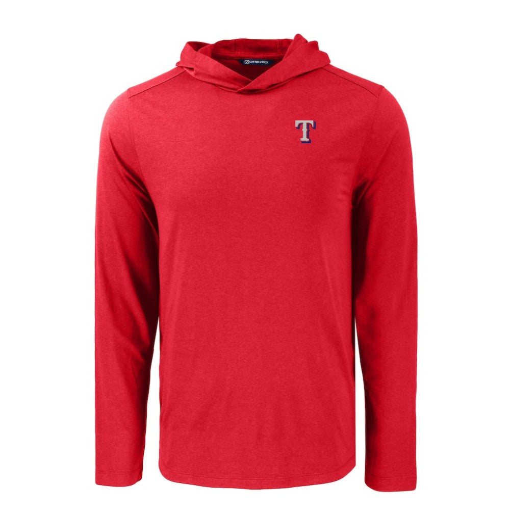 Texas Rangers Cutter & Buck Coastline Epic Comfort Recycled Eco Hoodie Long Sleeve T-Shirt Red