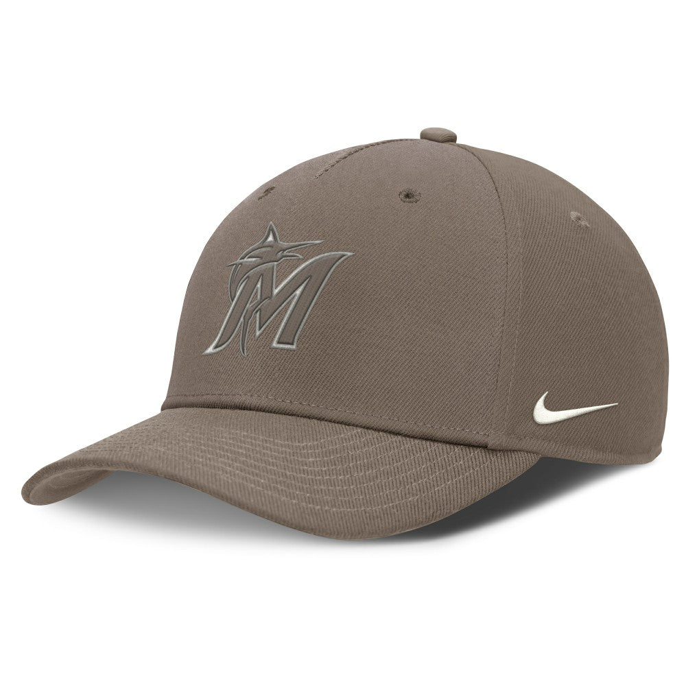 Miami Marlins Rise Performance Adjustable Hat Brown