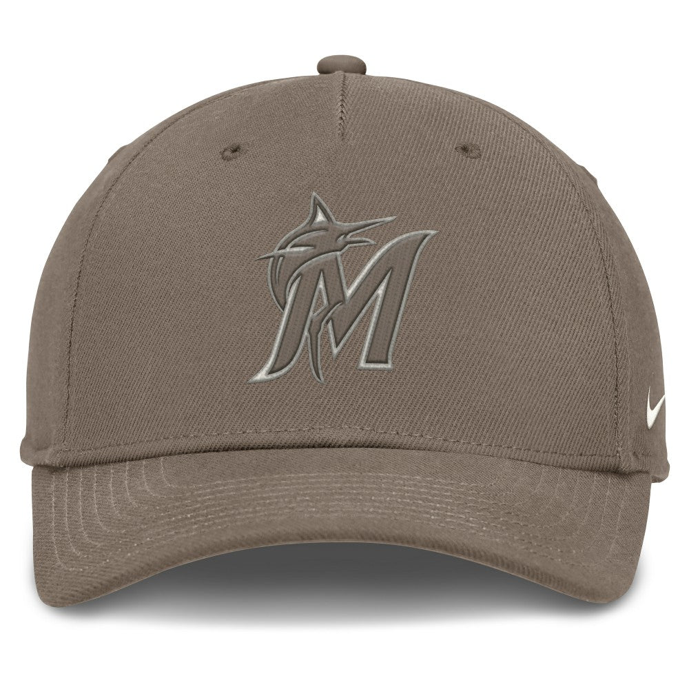 Miami Marlins Rise Performance Adjustable Hat Brown