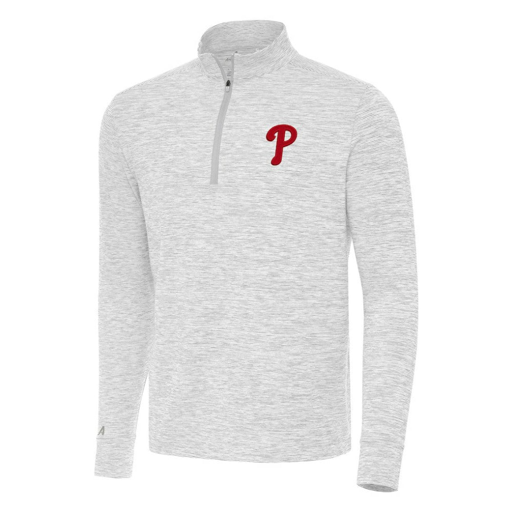Philadelphia Phillies Antigua Cause Quarter-Zip Top Gray/White