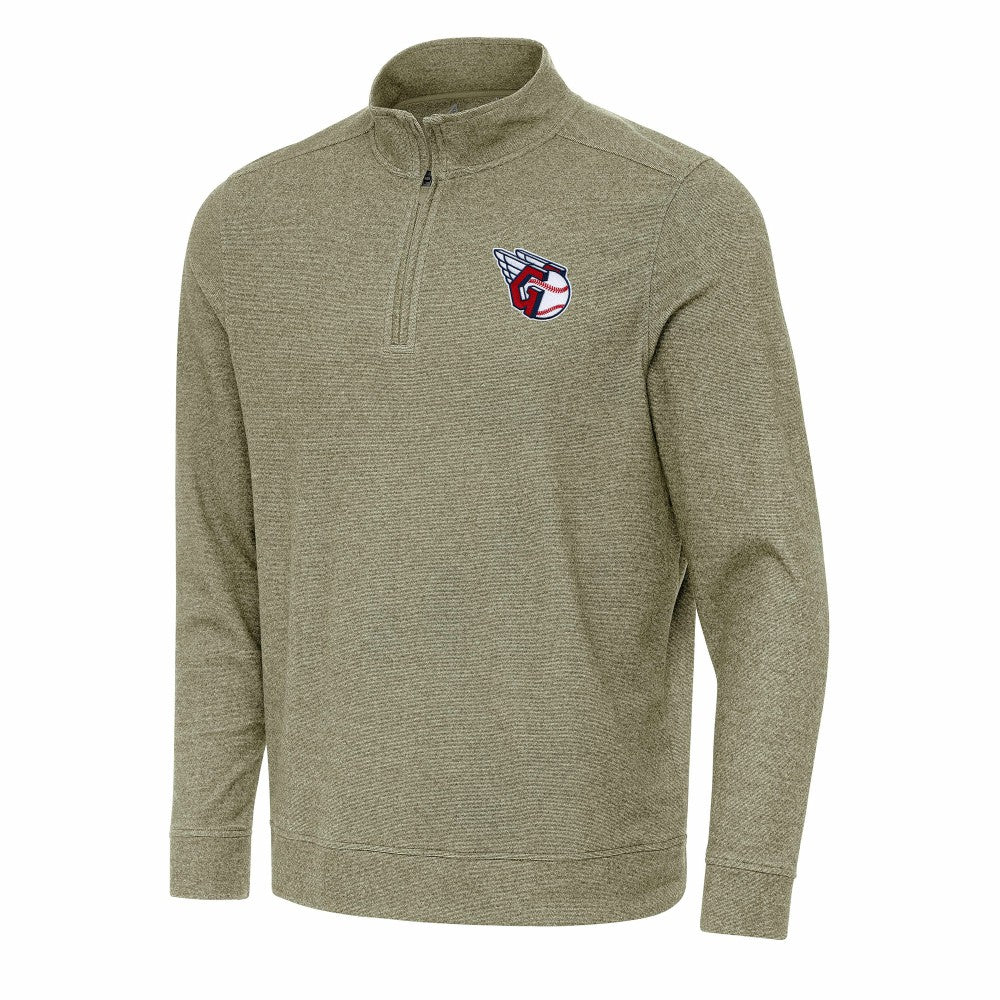 Cleveland Guardians Antigua Subtle Quarter-Zip Sweatshirt Heather Olive