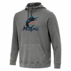 Miami Marlins Antigua Cloud Pullover Hoodie Heather Black