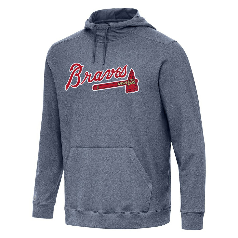 Atlanta Braves Antigua Cloud Pullover Hoodie Heather Navy
