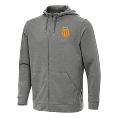 San Diego Padres Antigua Effortless Full-Zip Hooded Jacket Heather Black