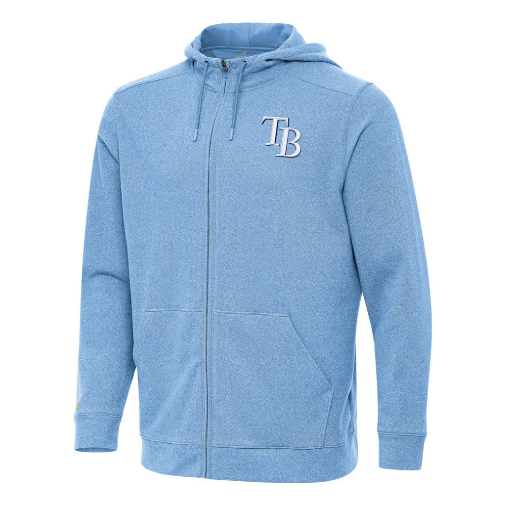 Tampa Bay Rays Antigua Effortless Full-Zip Hooded Jacket Heather Powder Blue