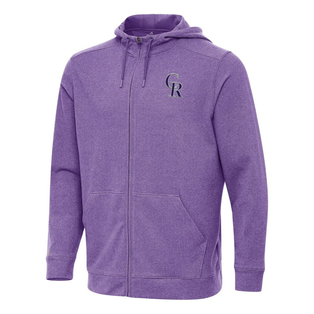 Colorado Rockies Antigua Effortless Full-Zip Hooded Jacket Heather Purple