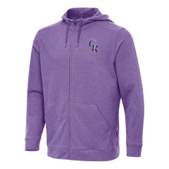Colorado Rockies Antigua Effortless Full-Zip Hooded Jacket Heather Purple