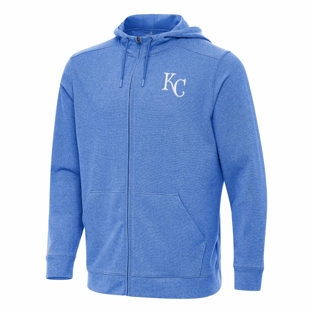 Kansas City Royals Antigua Effortless Full-Zip Hooded Jacket Heather Royal