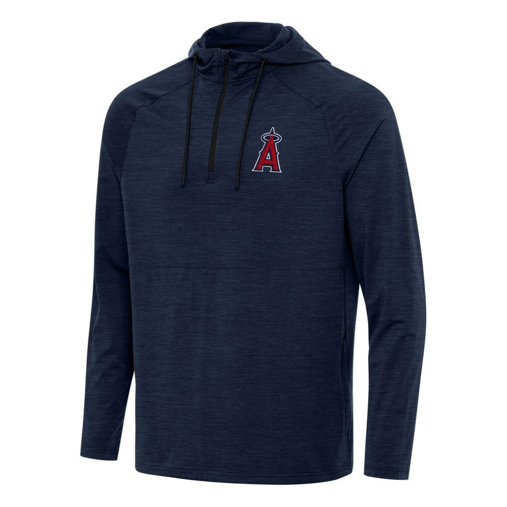 Los Angeles Angels Antigua Spikes Quarter-Zip Pullover Hoodie Heather Navy
