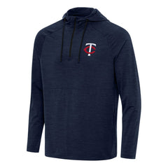 Minnesota Twins Antigua Spikes Quarter-Zip Pullover Hoodie Heather Navy