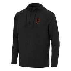San Francisco Giants Antigua Spikes Quarter-Zip Pullover Hoodie Heather Black