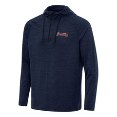 Atlanta Braves Antigua Spikes Quarter-Zip Pullover Hoodie Heather Navy