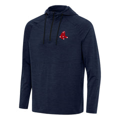 Boston Red Sox Antigua Spikes Quarter-Zip Pullover Hoodie Heather Navy
