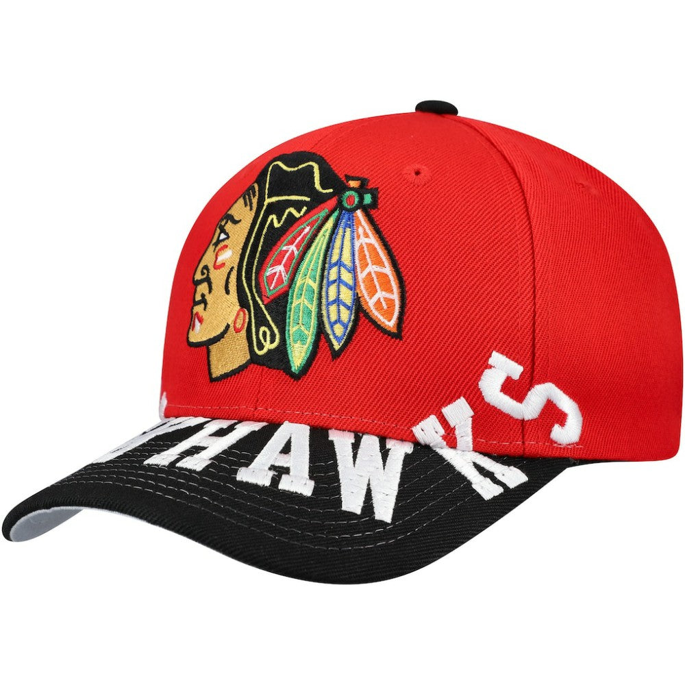 Chicago Blackhawks Mitchell & Ness Underarch Two-Tone Pro Crown Snapback Hat - Red/Black Hats