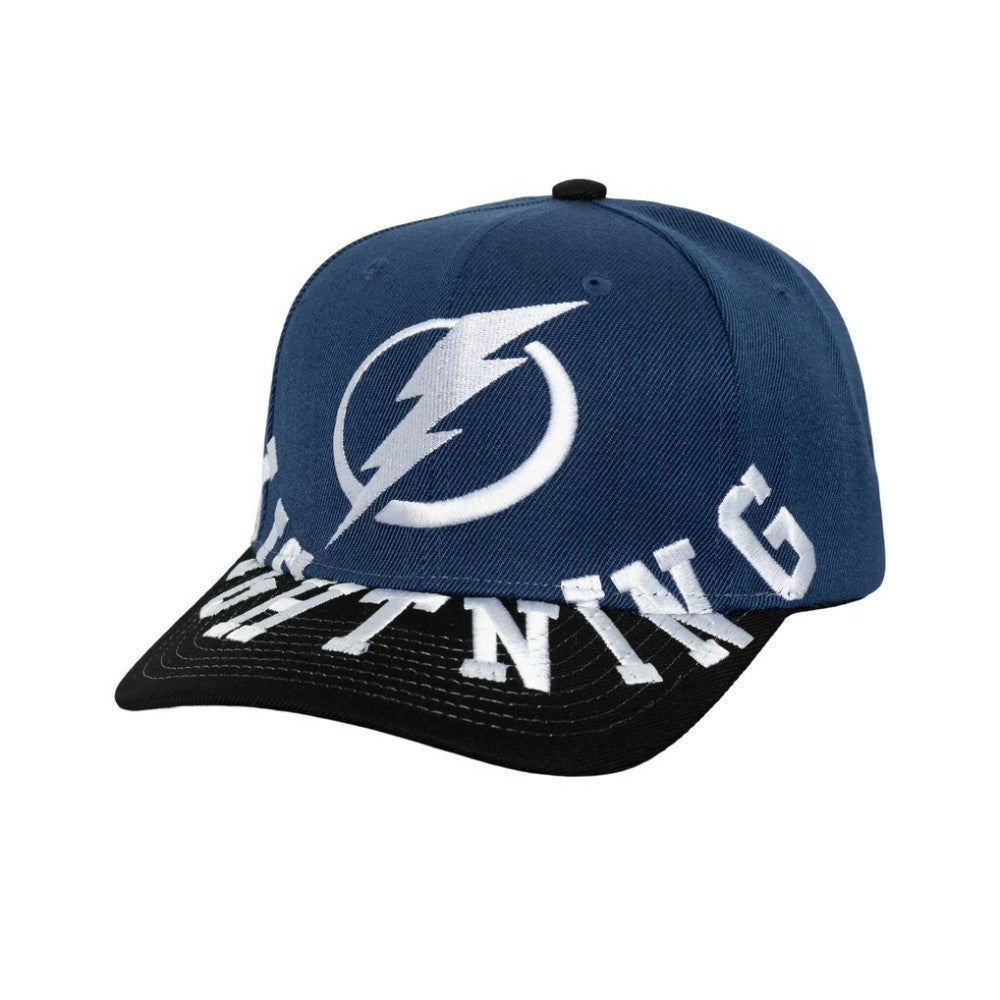 Tampa Bay Lightning Mitchell & Ness Underarch Two-Tone Pro Crown Snapback Hat - Blue/Black Hats