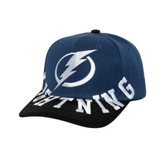 Tampa Bay Lightning Mitchell & Ness Underarch Two-Tone Pro Crown Snapback Hat - Blue/Black Hats
