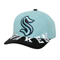 Seattle Kraken Mitchell & Ness Underarch Two-Tone Pro Crown Snapback Hat - Light Blue/Black Hats