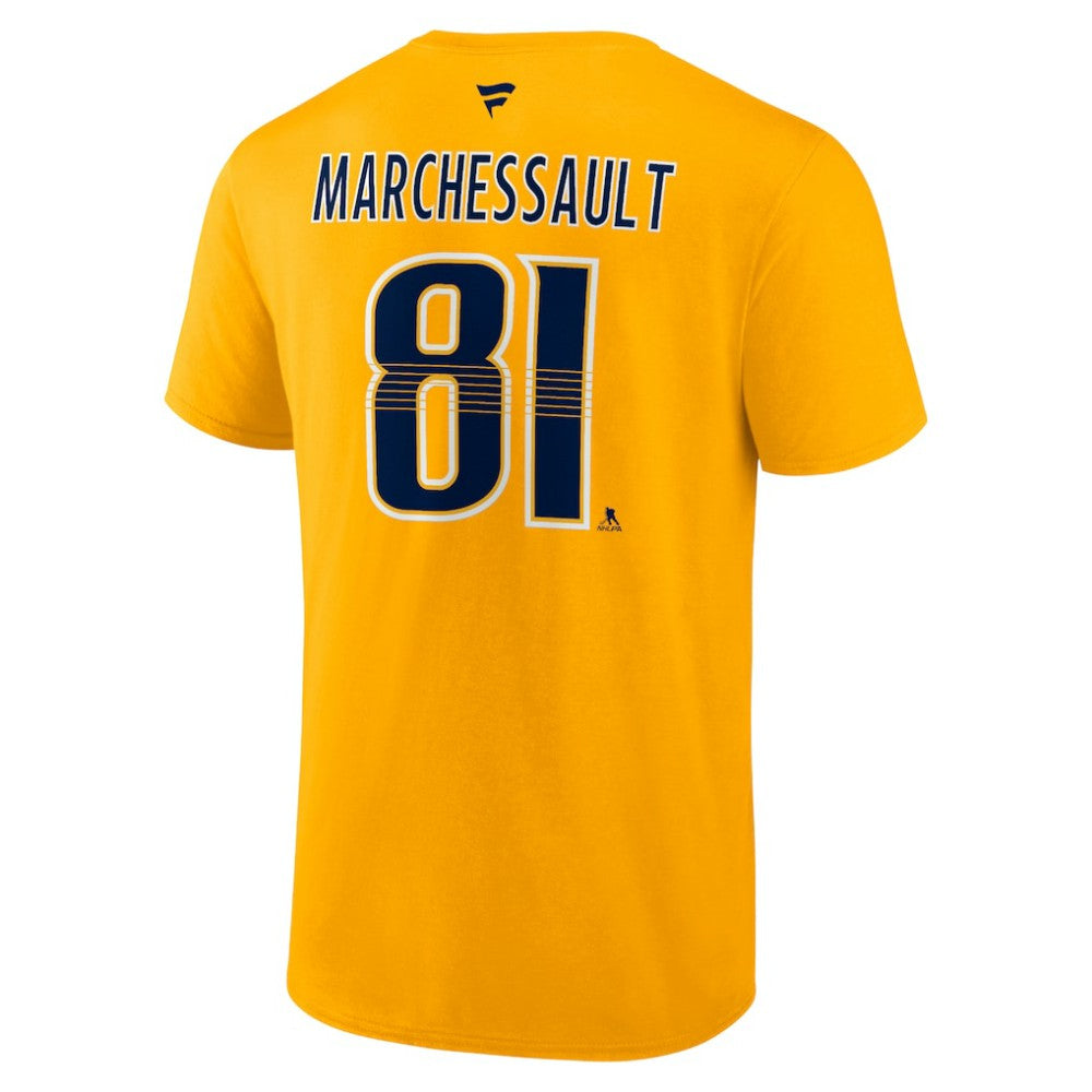 Jonathan Marchessault Nashville Predators Fanatics Authentic Stack Name & Number T-Shirt - Gold T-shirts