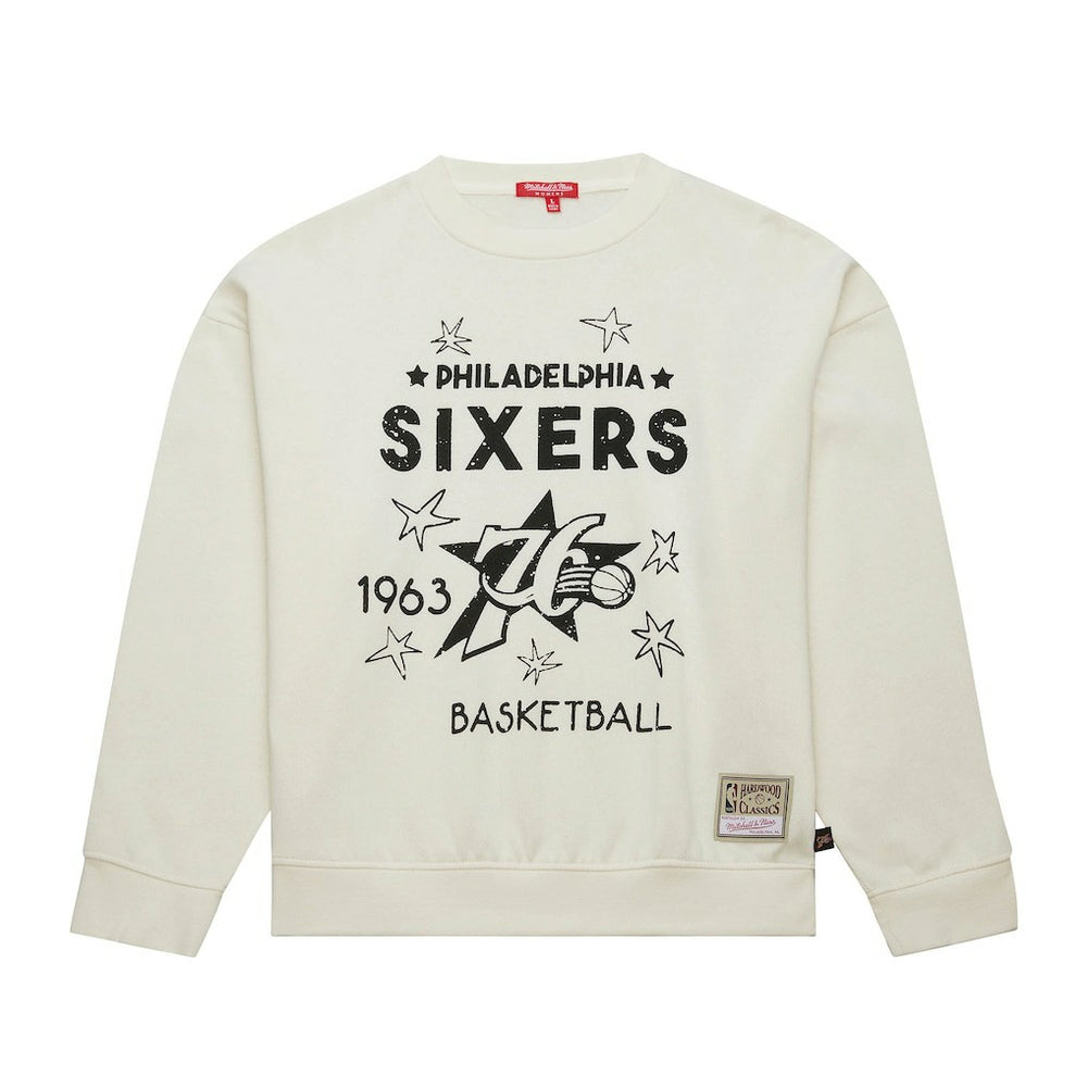 Philadelphia 76ers Women's Hardwood Classics Pullover Sweatshirt - Cream online
