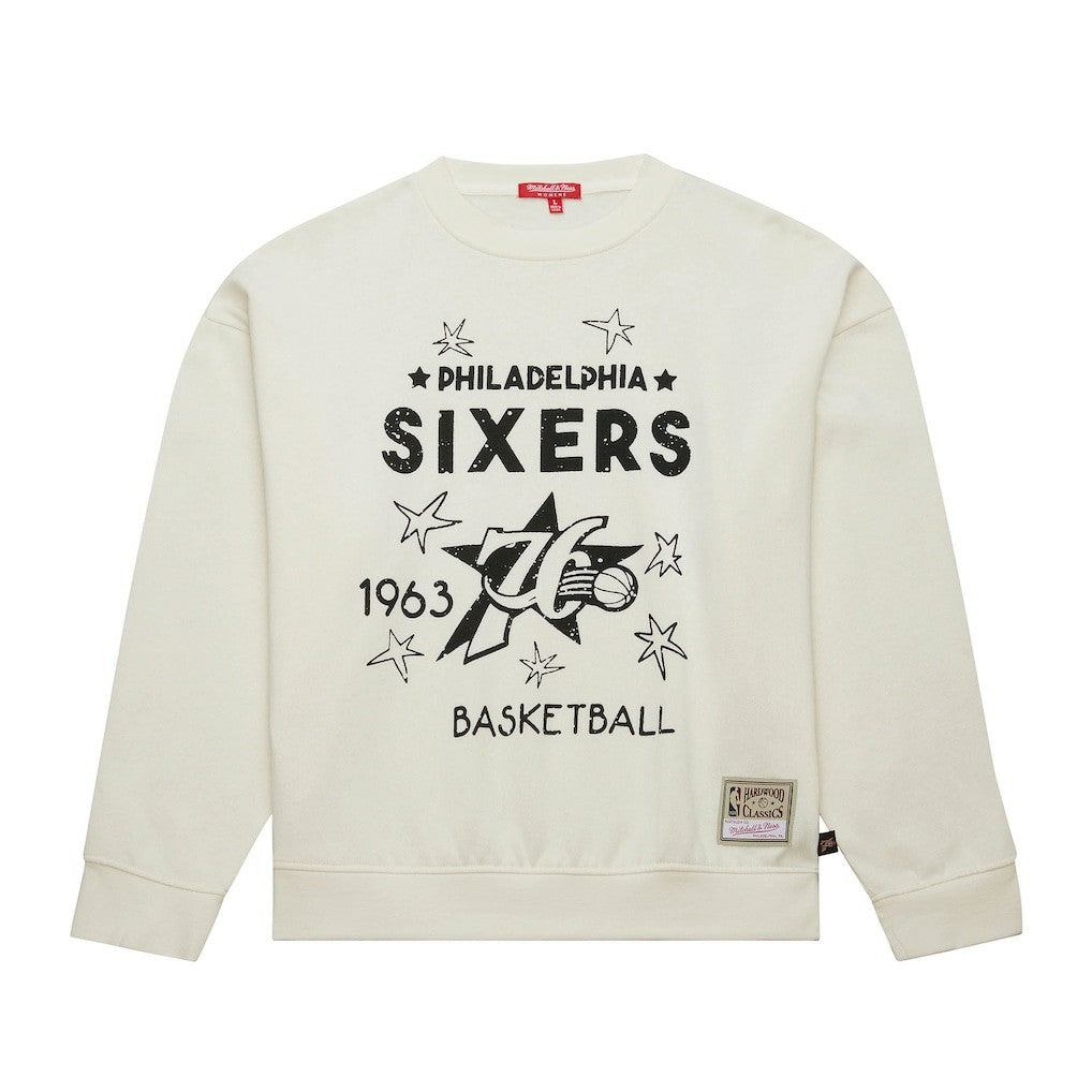 Philadelphia 76ers Women's Hardwood Classics Pullover Sweatshirt - Cream online