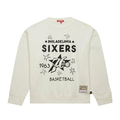 Philadelphia 76ers Women's Hardwood Classics Pullover Sweatshirt - Cream online