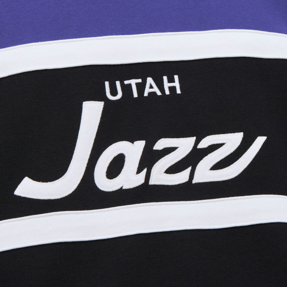 Utah Jazz Hardwood Classics Vintage Logo Head Coach Pullover Sweatshirt - Black/Purple sale