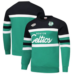 Boston Celtics Hardwood Classics Vintage Logo Head Coach Pullover Sweatshirt - Kelly Green/Black sale