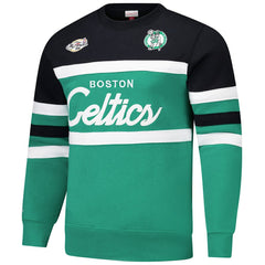 Boston Celtics Hardwood Classics Vintage Logo Head Coach Pullover Sweatshirt - Kelly Green/Black sale