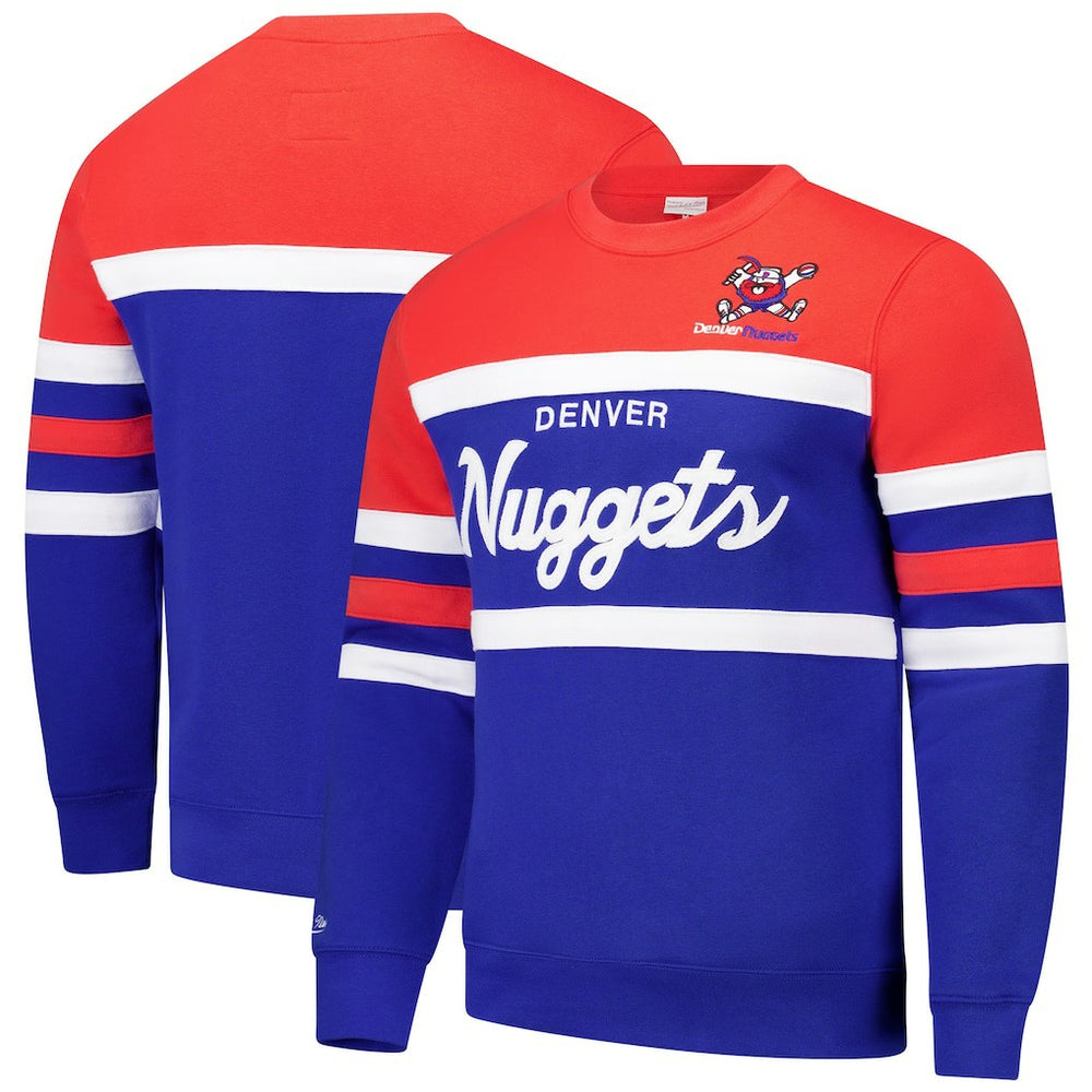 Denver Nuggets Hardwood Classics Vintage Logo Head Coach Pullover Sweatshirt sale - Royal/Red discount