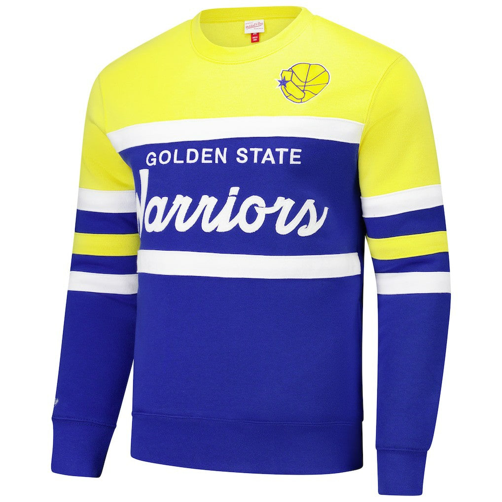 Golden State Warriors Hardwood Classics Vintage Logo Head Coach Pullover Sweatshirt sale - Royal/Gold online