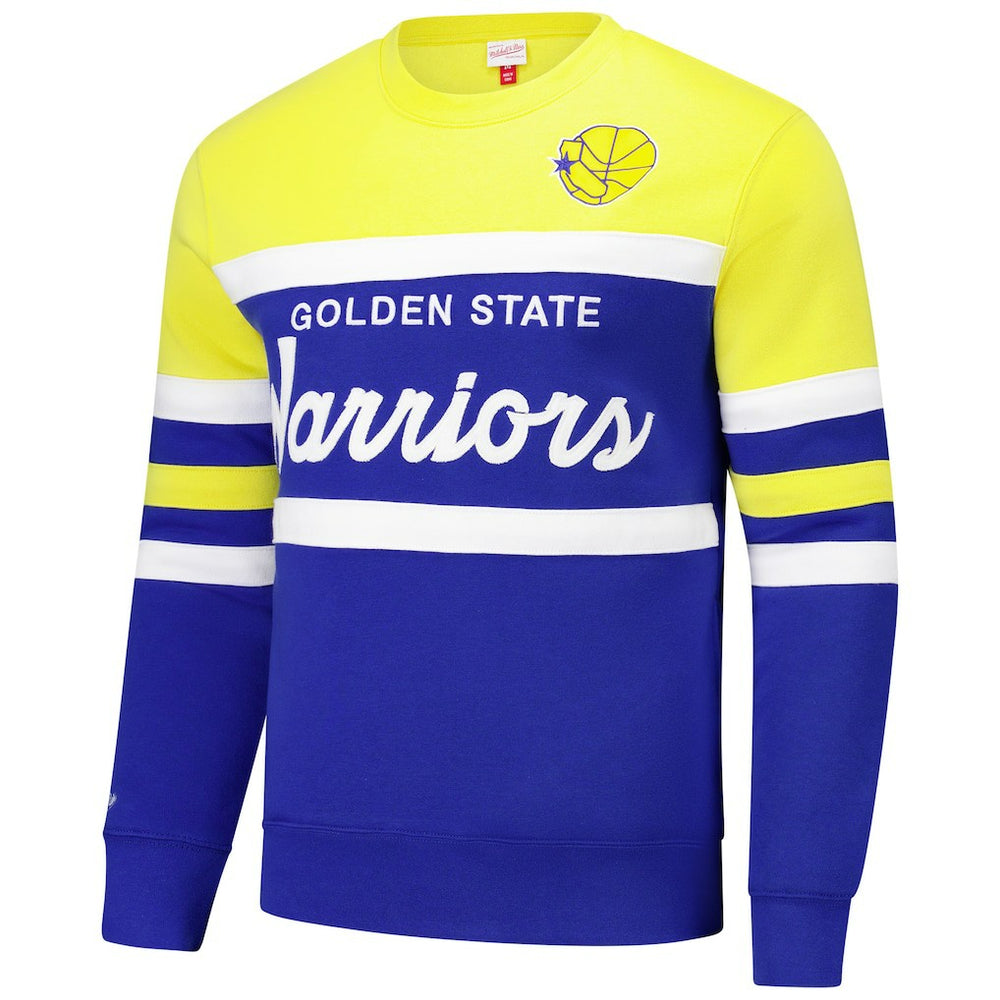 Golden State Warriors Hardwood Classics Vintage Logo Head Coach Pullover Sweatshirt sale - Royal/Gold online