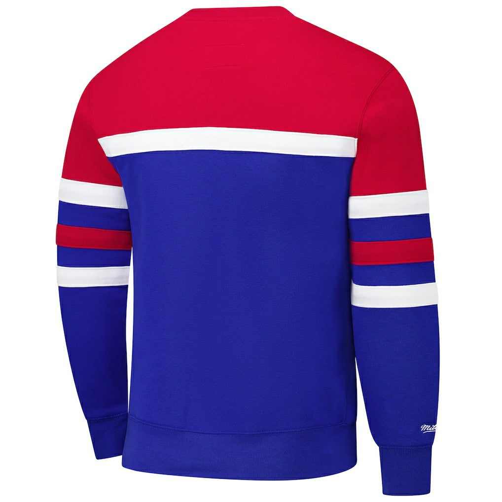 Philadelphia 76ers Hardwood Classics Vintage Logo Head Coach Pullover Sweatshirt - Royal/Red shop
