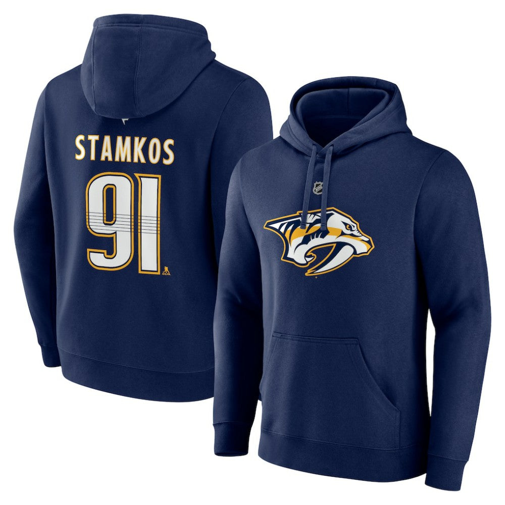 Steven Stamkos Nashville Predators Fanatics Authentic Stack Name & Number Tri-Blend Pullover Hoodie - Navy Hoodies