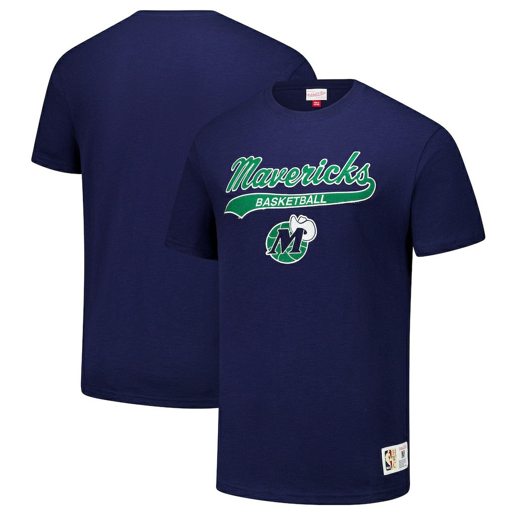 Dallas Mavericks Hardwood Classics Felt Applique Slub T-Shirt sale - Navy online