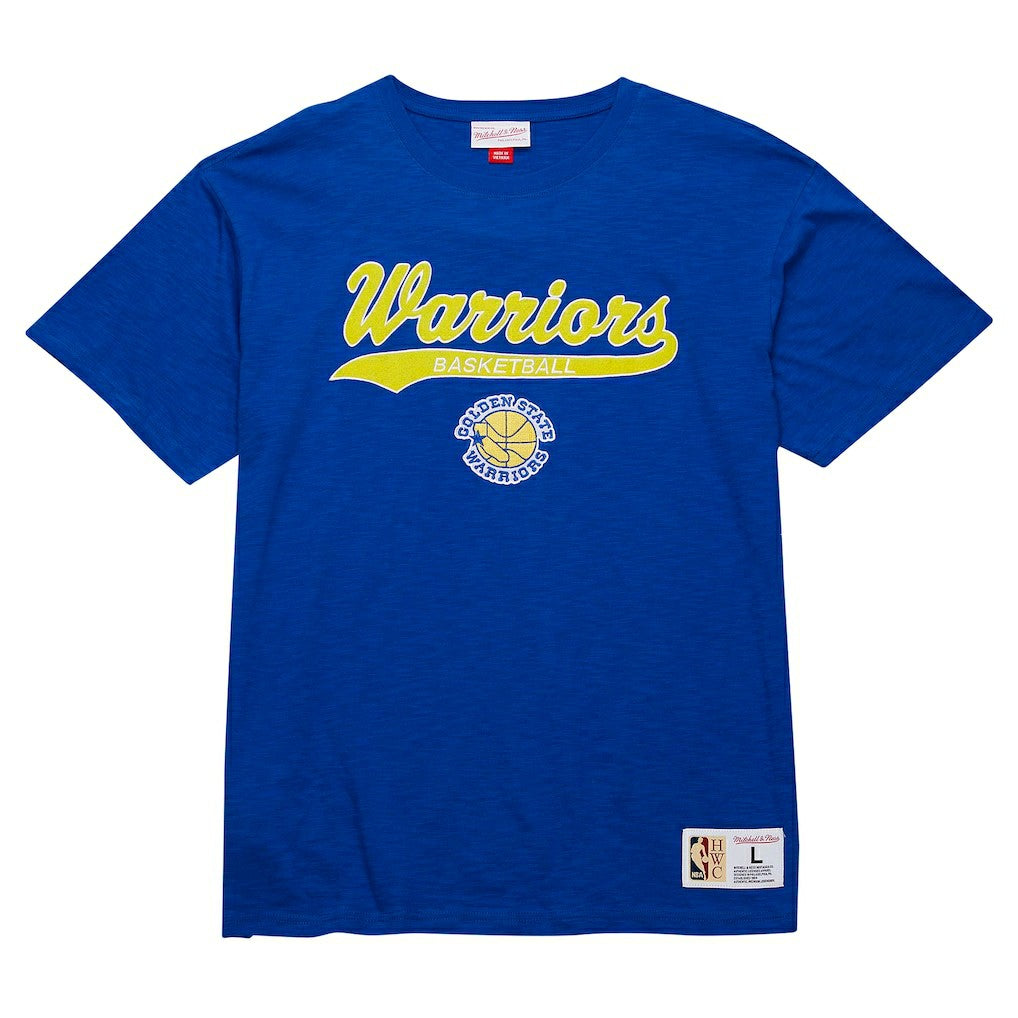 Golden State Warriors Hardwood Classics Felt Applique Slub T-Shirt sale - Royal outlet