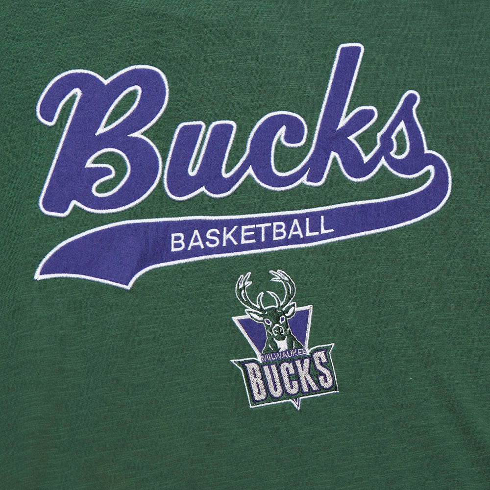 Milwaukee Bucks Hardwood Classics Felt Applique Slub T-Shirt - Green outlet