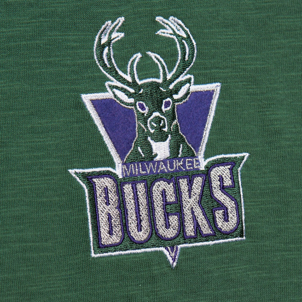 Milwaukee Bucks Hardwood Classics Felt Applique Slub T-Shirt - Green outlet