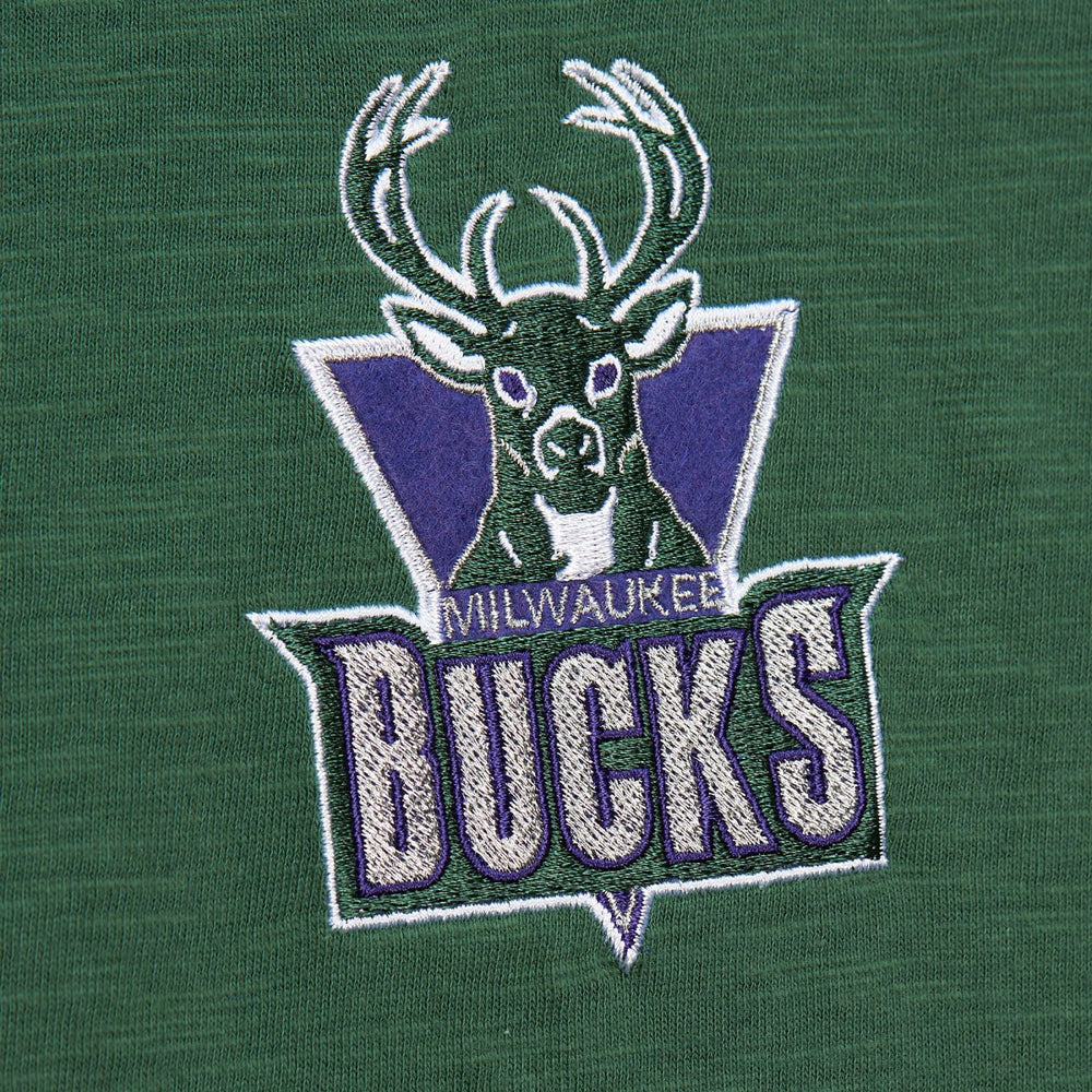 Milwaukee Bucks Hardwood Classics Felt Applique Slub T-Shirt - Green outlet