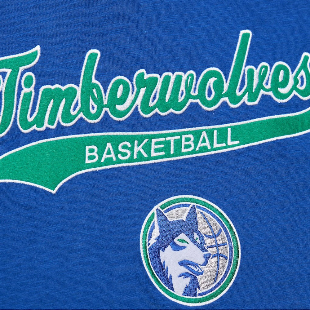 Minnesota Timberwolves Hardwood Classics Felt Applique Slub T-Shirt - Blue cheap