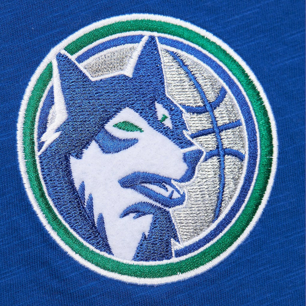 Minnesota Timberwolves Hardwood Classics Felt Applique Slub T-Shirt - Blue cheap