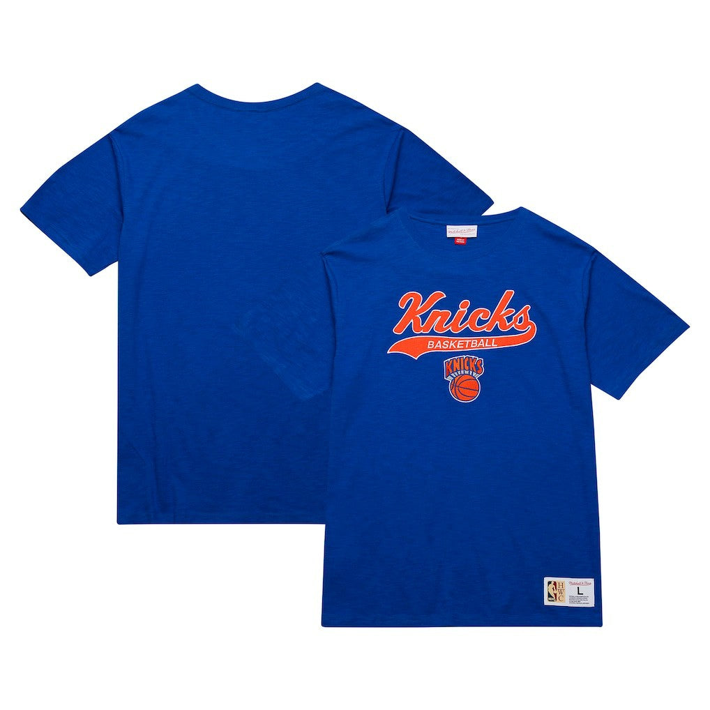New York Knicks Hardwood Classics Felt Applique Slub T-Shirt - Blue cheap