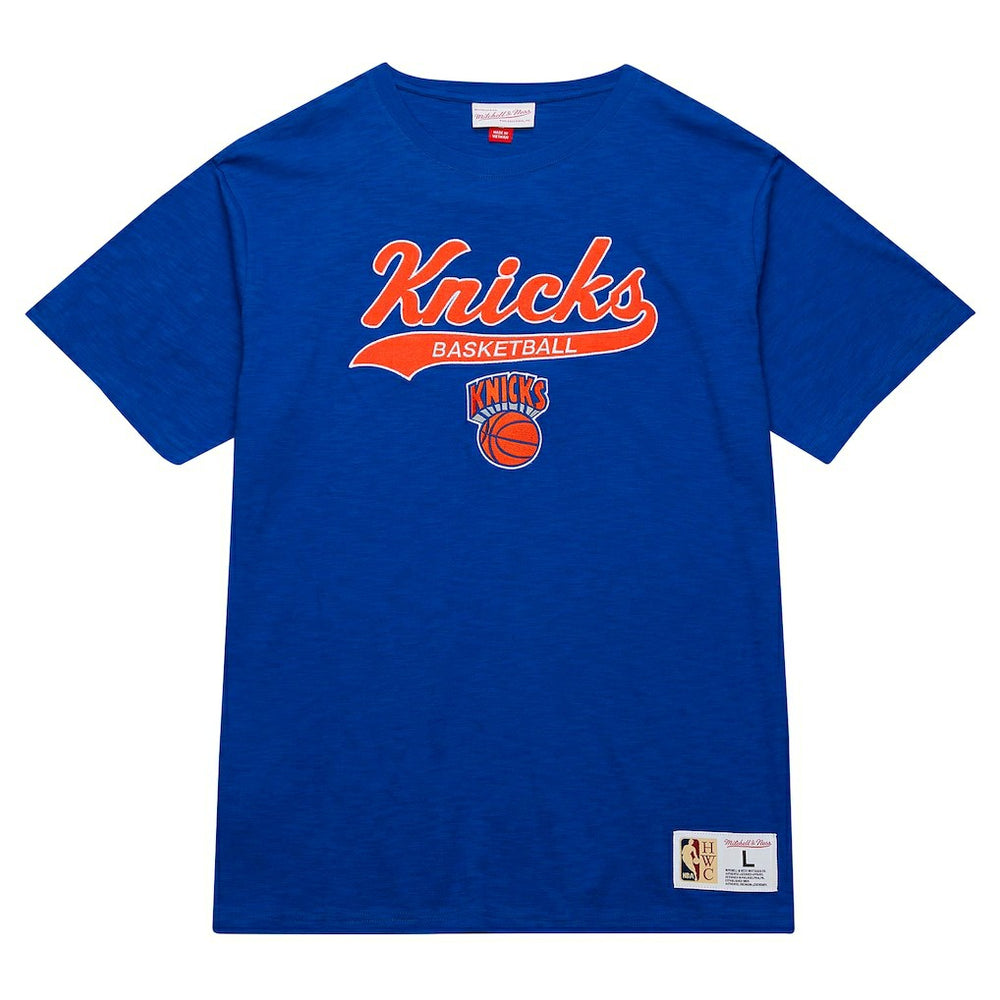 New York Knicks Hardwood Classics Felt Applique Slub T-Shirt - Blue cheap