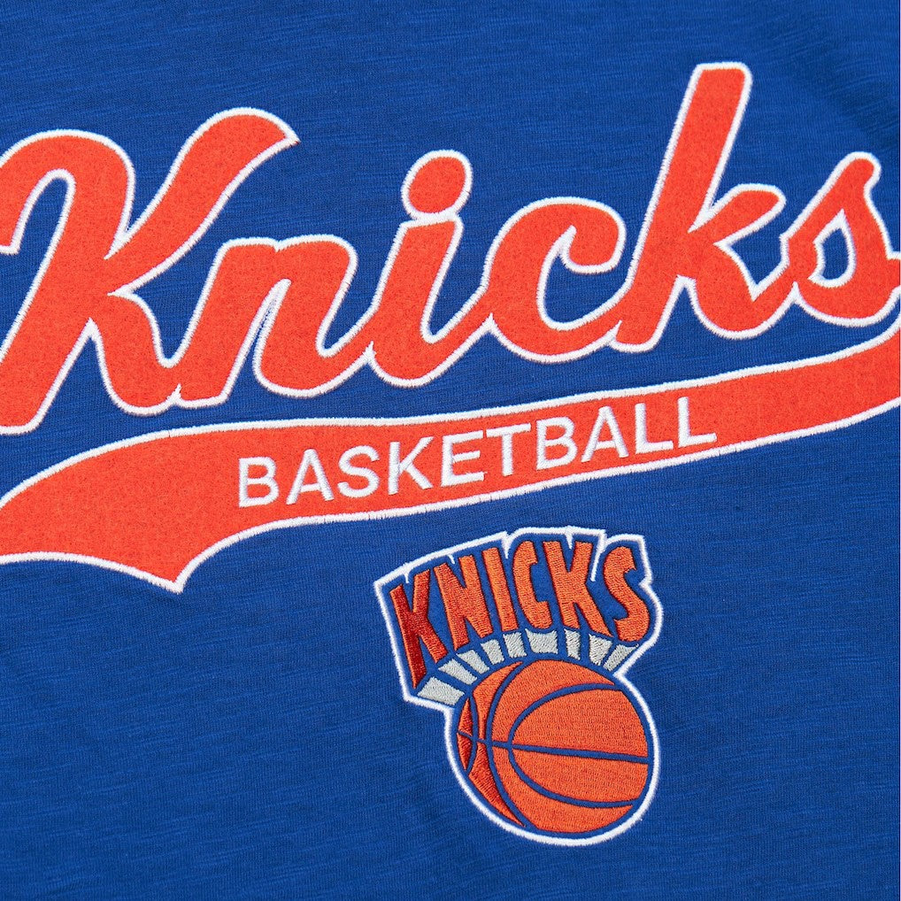 New York Knicks Hardwood Classics Felt Applique Slub T-Shirt - Blue cheap