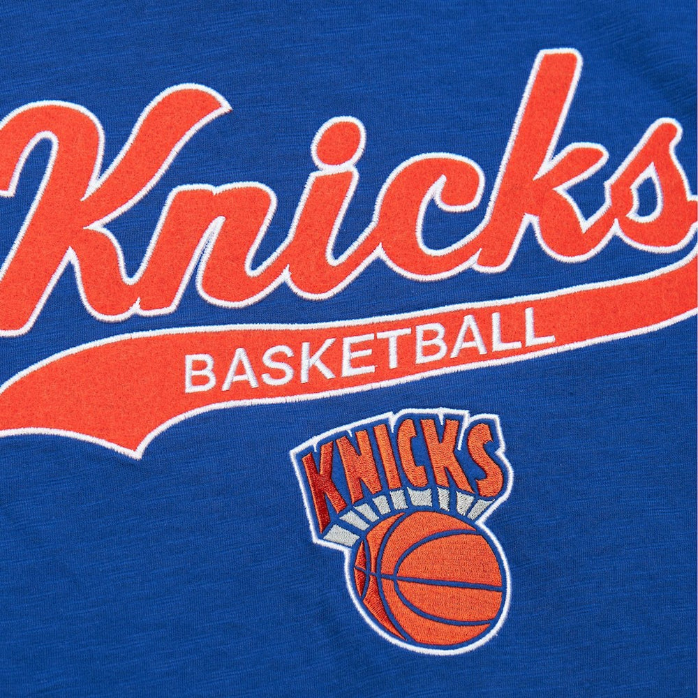 New York Knicks Hardwood Classics Felt Applique Slub T-Shirt - Blue cheap