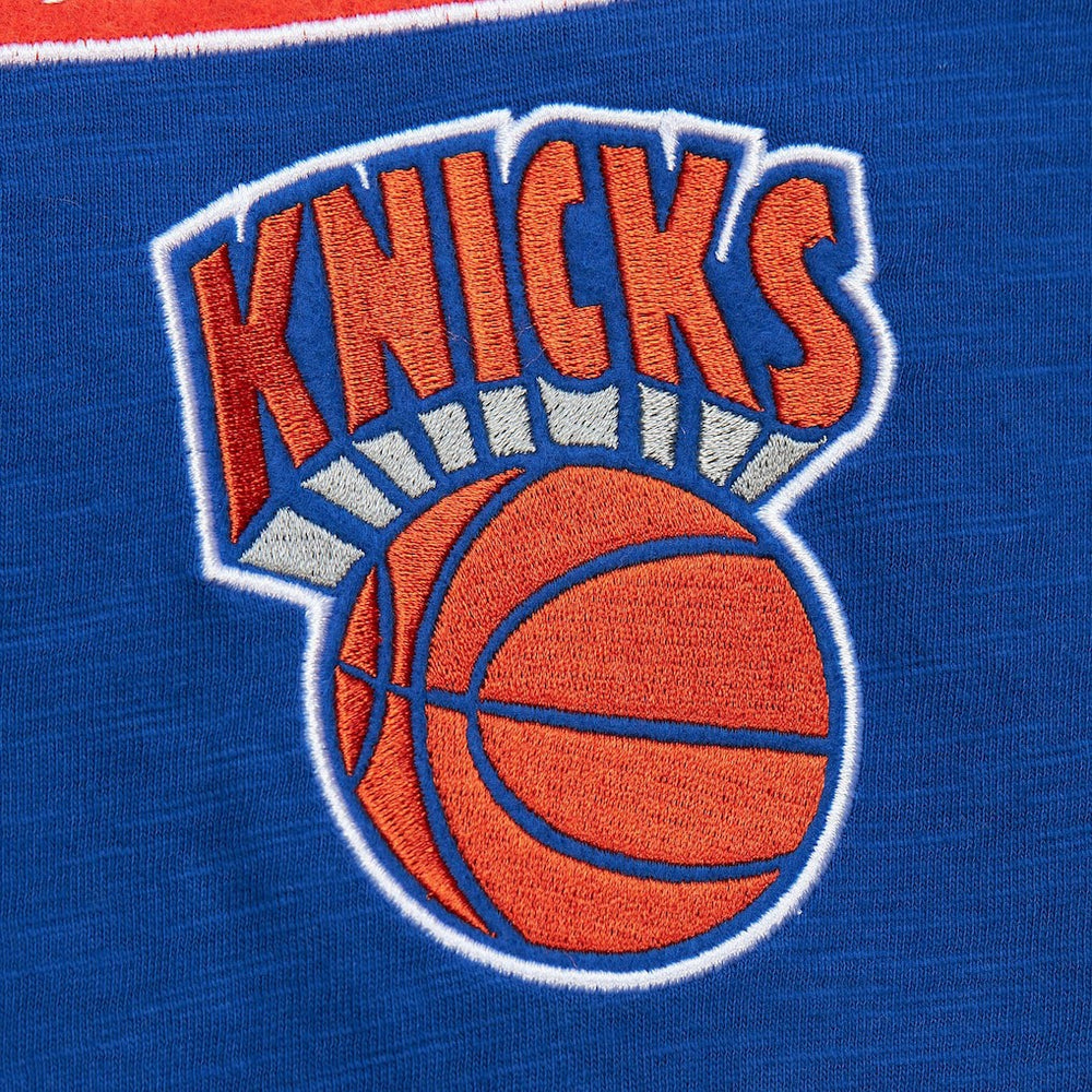 New York Knicks Hardwood Classics Felt Applique Slub T-Shirt - Blue cheap